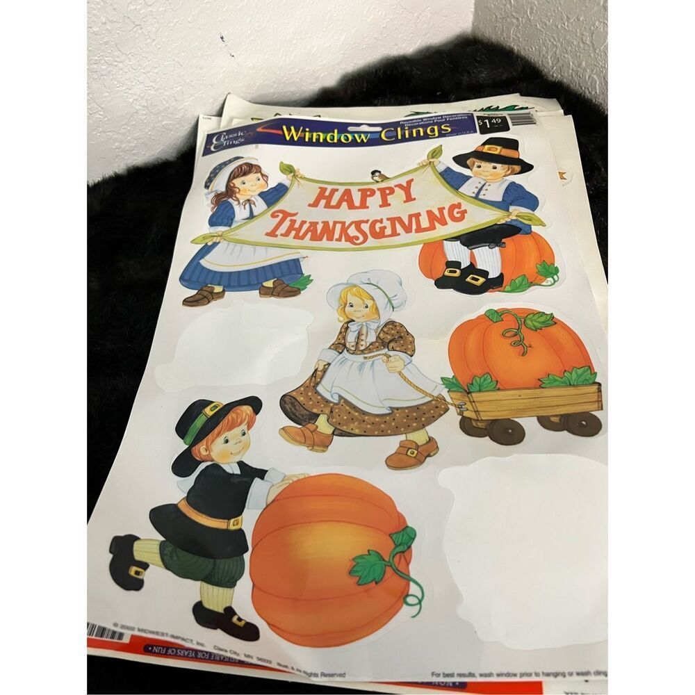 Lot of vintage holiday thanksgiving Easter window clings